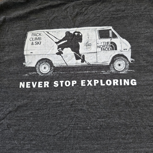 The North Face Classic Tee Shirt Men Sz L Gray Logo Short Sleeve Athleisure - Picture 10 of 13